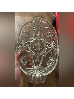 Anchor hocking Star of David glassware split divided relish dish